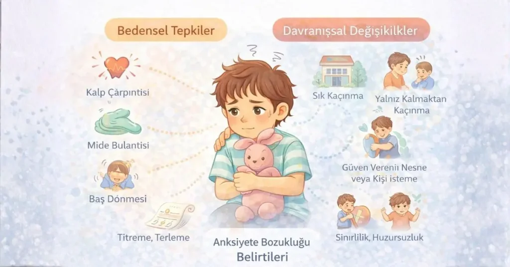 kaygı belirtileri yaşayan çocuğu anlatan illüstrasyon