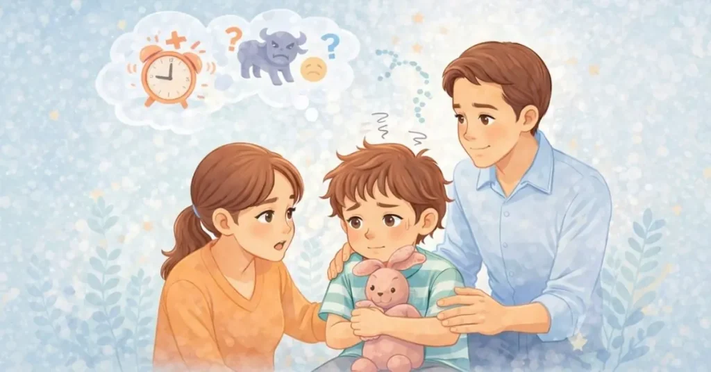 kaygı yaşayan çocuğu anlatan sade illüstrasyon