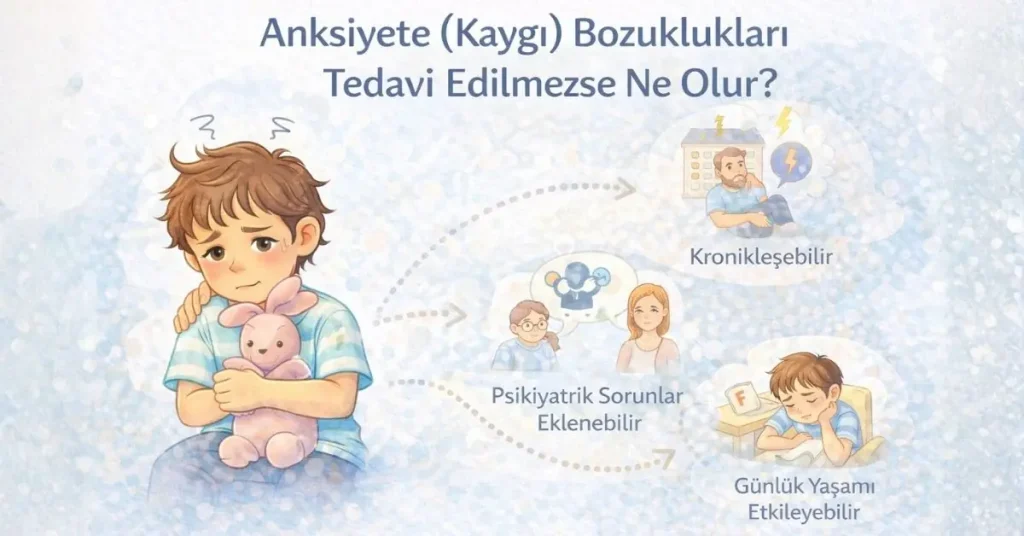 kaygı yaşayan ve zorlanan çocuğu anlatan illüstrasyon
