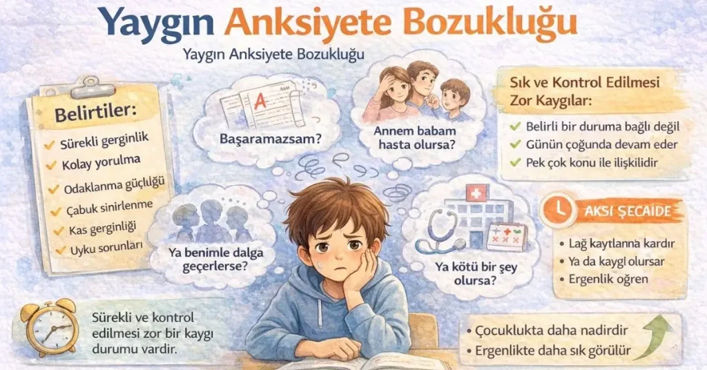 sürekli kaygı yaşayan çocuk illüstrasyonu