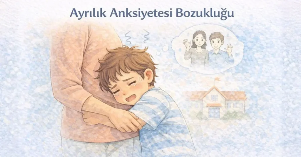 anneden ayrılmakta zorlanan çocuk illüstrasyonu